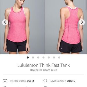Lululemon Think Fast Tank Sz 8